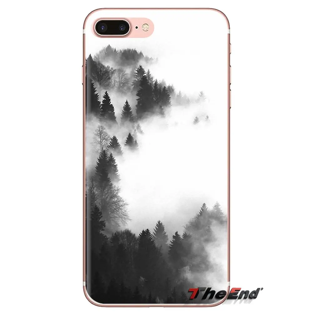 For iPod Touch Apple iPhone 4 4S 5 5S SE 5C 6 6S 7 8 X XR XS Plus MAX mountain mist black and white design Silicone Housing Case |