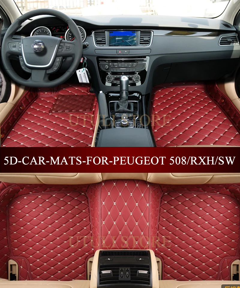 

Leather Car floor mats for Peugeot508 SW RXH RCZ Peugeot408 custom fit car styling all weather carpet floor liners foot mats