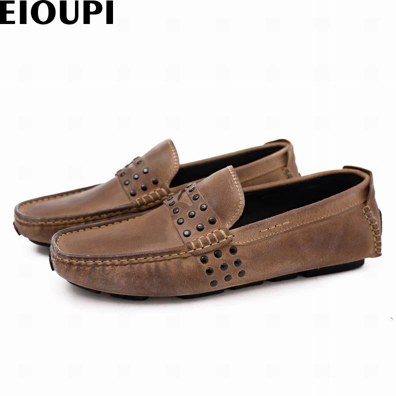 

Мужские Водонепроницаемые Мокасины EIOUPI, модная повседневная обувь из натуральной кожи с натуральным лицевым покрытием, дышащие, e8513