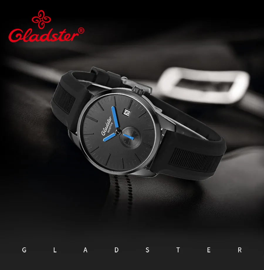 Gladster Роскошные спортивные силиконовые мужские часы с календарем кварцевые японские MIYOTA GP11-3H