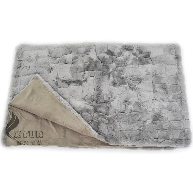 買取 CX-D-65A 120 × 170家の装飾カスタムメイドパッチワークレックスウサギの毛皮スローブランケット