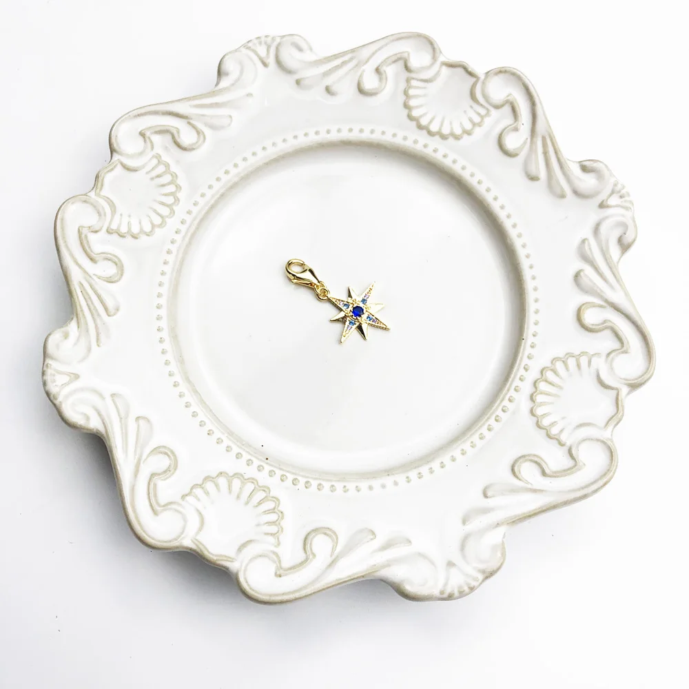 Золотая звезда подвески оберег 2018 Новинка Королевское модное украшение 925 Стерлинговое серебро Винтажный подарок для женщин и мужчин Подходит для браслета и ожерелья.