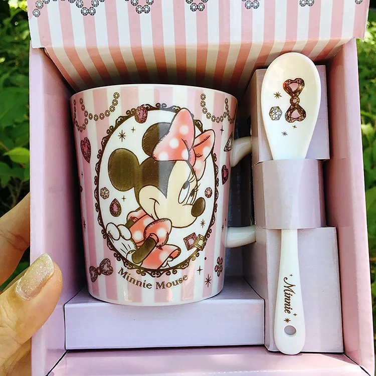 Ceramic 320ML cartoon mermaid coffee mugs cup with spoon lovely Minnie cups princess Alice milk water lovers mug nice gift | Дом и сад