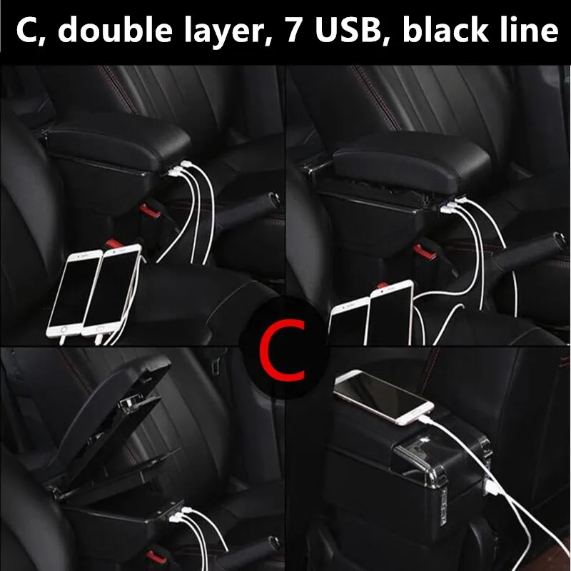 For Skoda Fabia 2008-2014Armrest Box Car Center Storage With Cup Holder Arm Rest Rotatable Car-styling Interior Accessories | Автомобили и