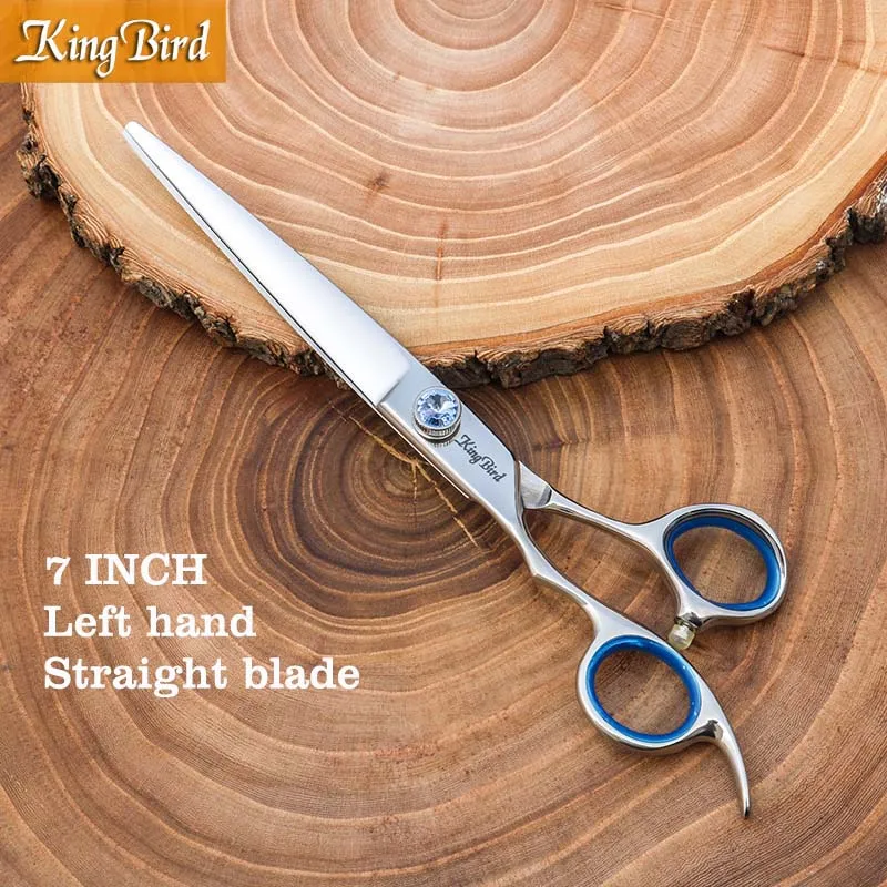 7 INCH Straight Профессиональные ножницы для ухода за собаками, 7 дюймов, для левой руки, для собак, филировочные ножницы, 46 зубов, изогнутые ножницы для волос, Kingbird, новинка - Цвет: 7 INCH Straight