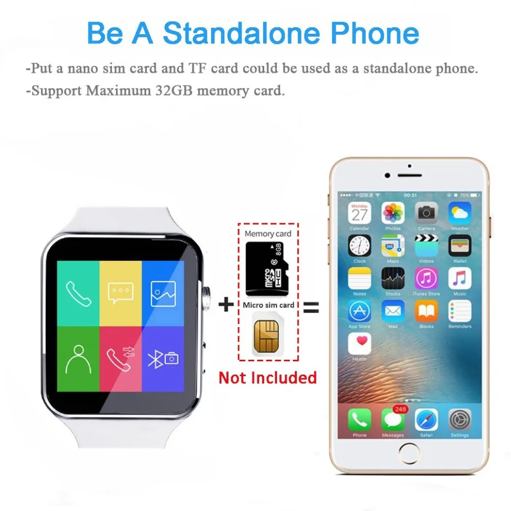 Умные часы Sim Push Message Bluetooth для Android IOS reloj мужские и женские спортивные умные IPhone
