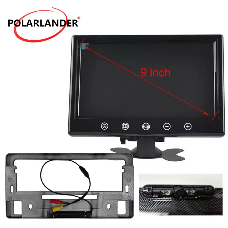 

9" TFT Car Monitor 16 LED For Japan/US/Korea License Parking Radar HD Desktop Reversing Camera Wireless Transmitter 360 Degree