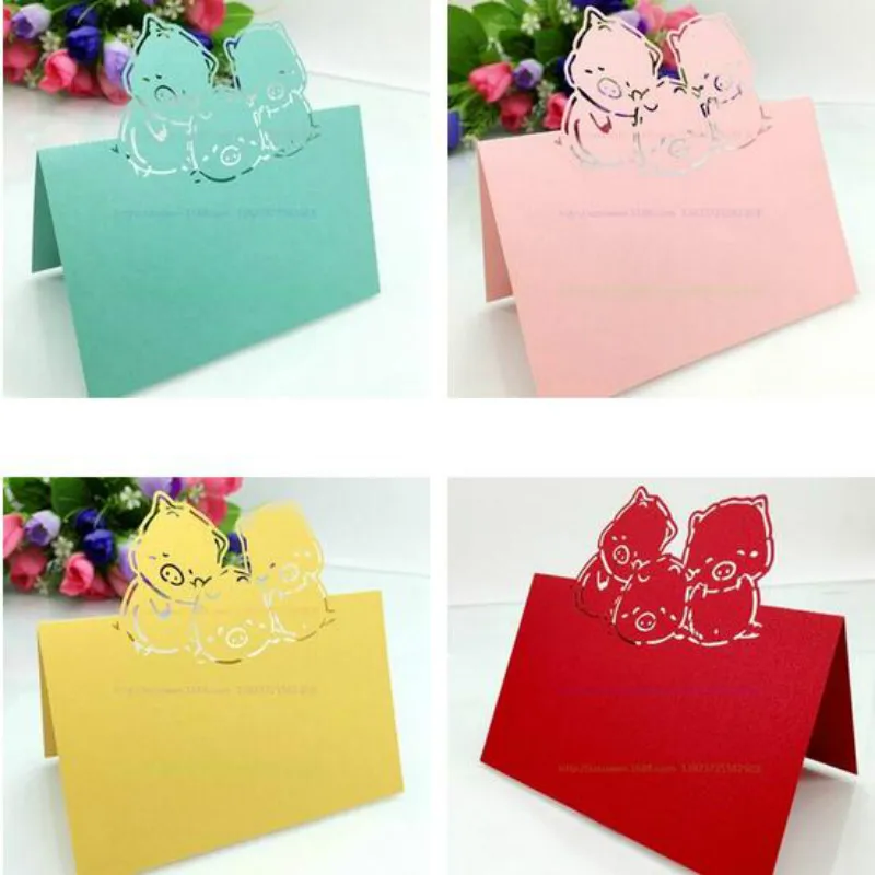 100 шт./Лазерная вырезка свинок табличка с именем карточки Свадебный день рождения