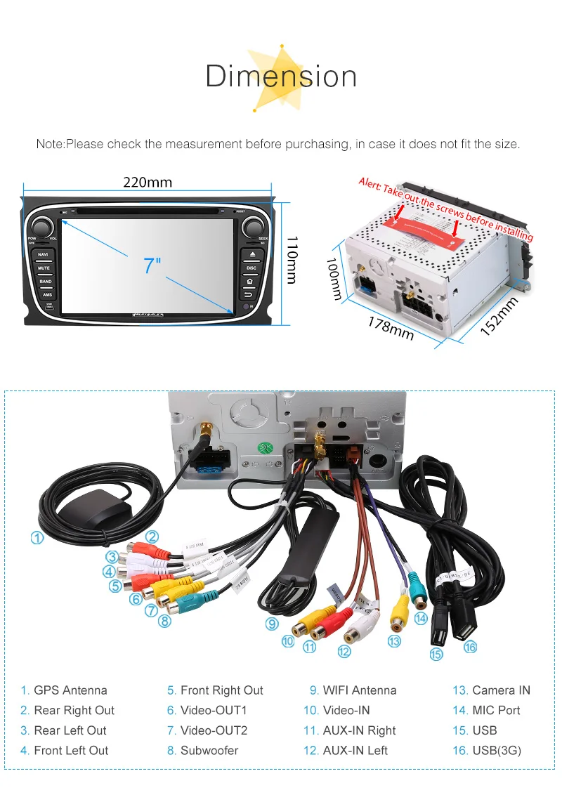 Тыква 2 Din 7 &quotВосьмиядерный 4G RAM 32G ROM Android 8 0 автомобильный стерео радио dvd плеер GPS