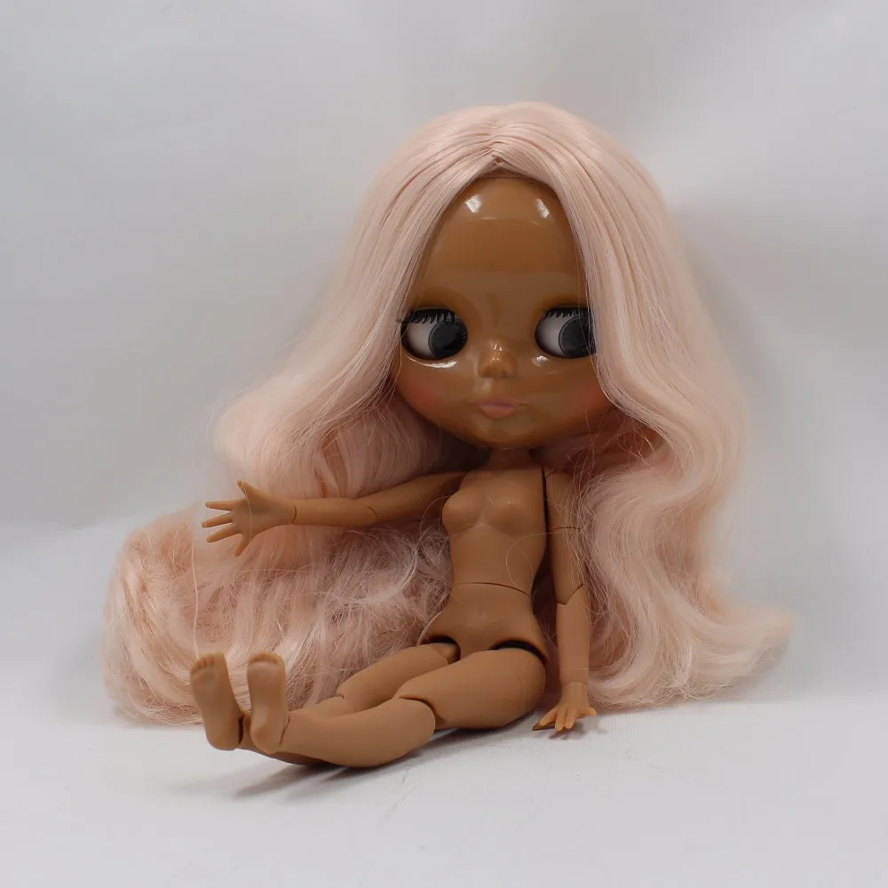 Ледяная кукла DBS Blyth 1/6 bjd розовые волосы Темный кожный сустав Сияющее лицо 30 см