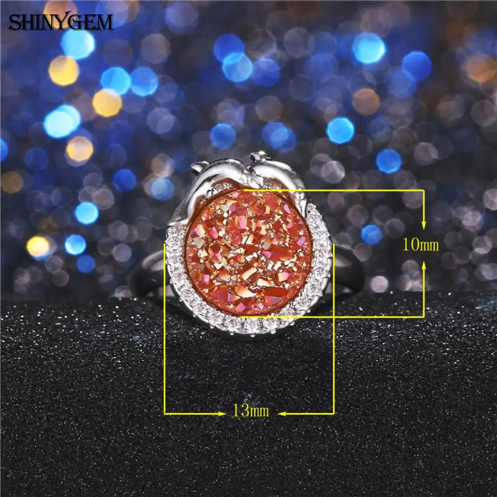 Женское кольцо с кристаллом ShinyGem регулируемое серебряным покрытием из