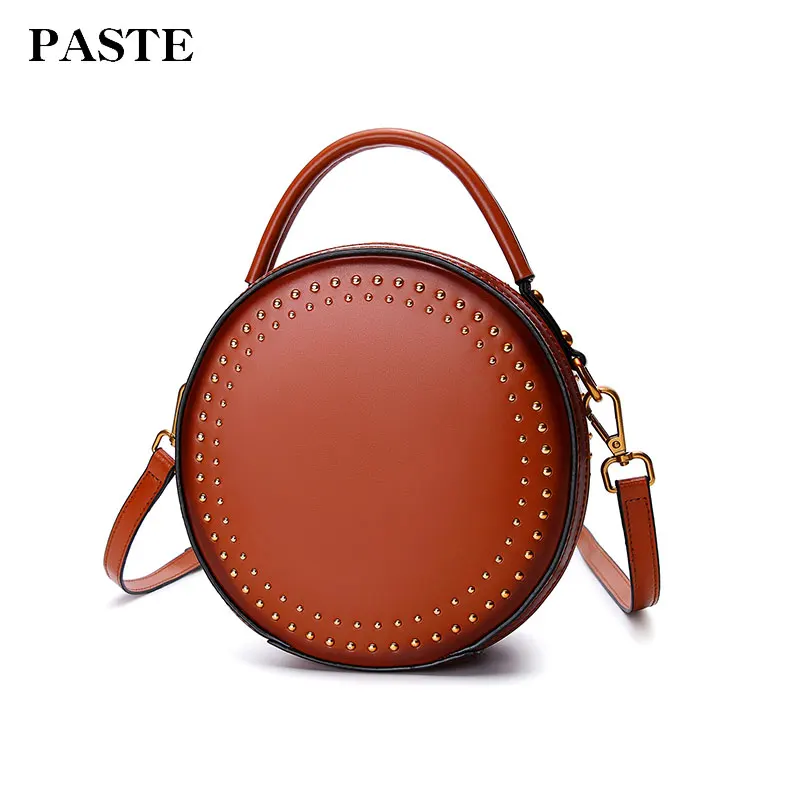 Для женщин Crossbody Сумки мягкая кожаная сумка клапаном Малый Винтаж Круглый