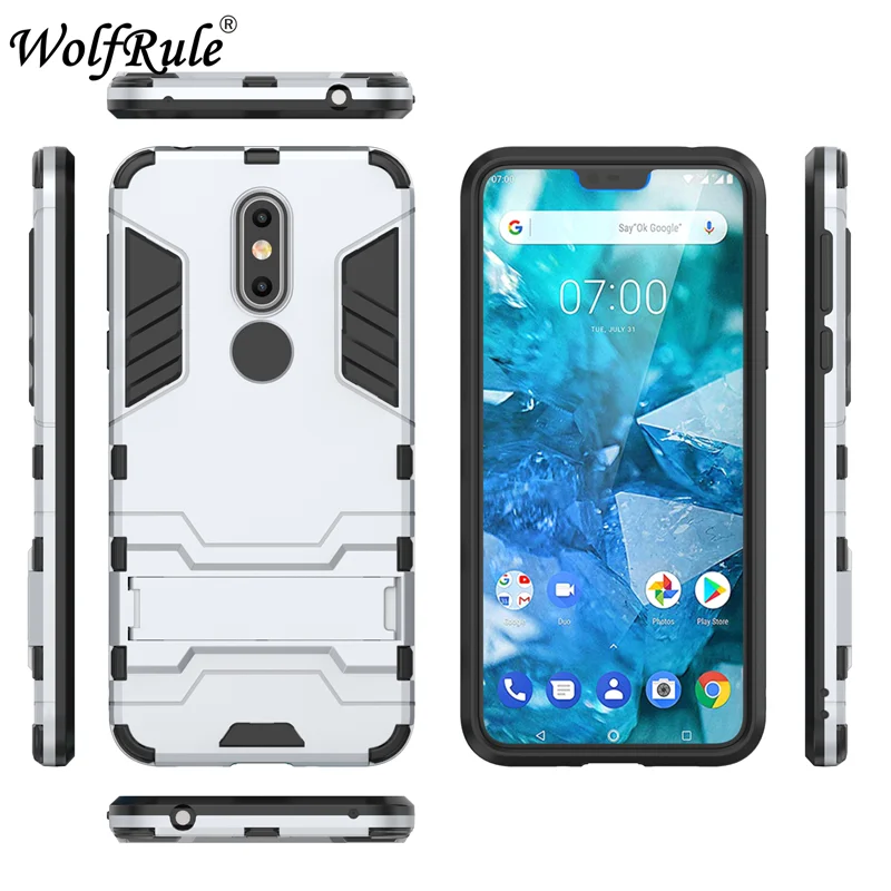 Чехол WolfRule для Nokia 7 1 мягкий силиконовый чехол + пластиковая подставка телефона