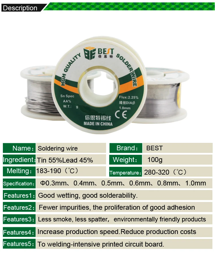 High Quality 0.3 0.4 0.5 0.6 0.8 1.0 mm Tin Lead Wire Melt Rosin Core Solder Soldering Roll | Инструменты