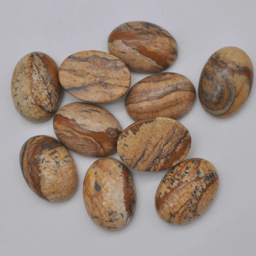 Picture Jasper 18x13 мм натуральный кварц/фиолетовый кристалл/опал/Лапис/тигровый глаз/Песчаник/Howlite/камень Сердолик Овальный Кабошон ювелирные изделия 10 шт./лот - Цвет: Picture Jasper