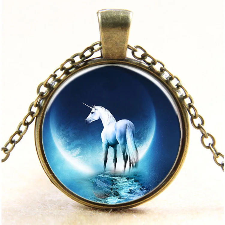 Белая лошадь ожерелье с подвеской в виде единорога ювелирные изделия природа