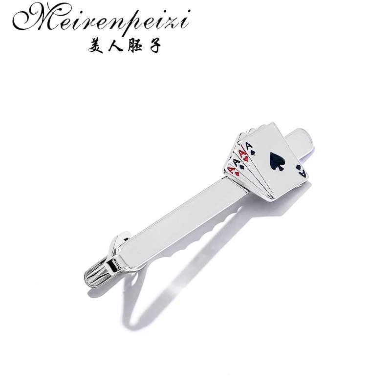 Мужской классический галстук Meirenpeizi 1 шт. серебристый простой зажим для галстука