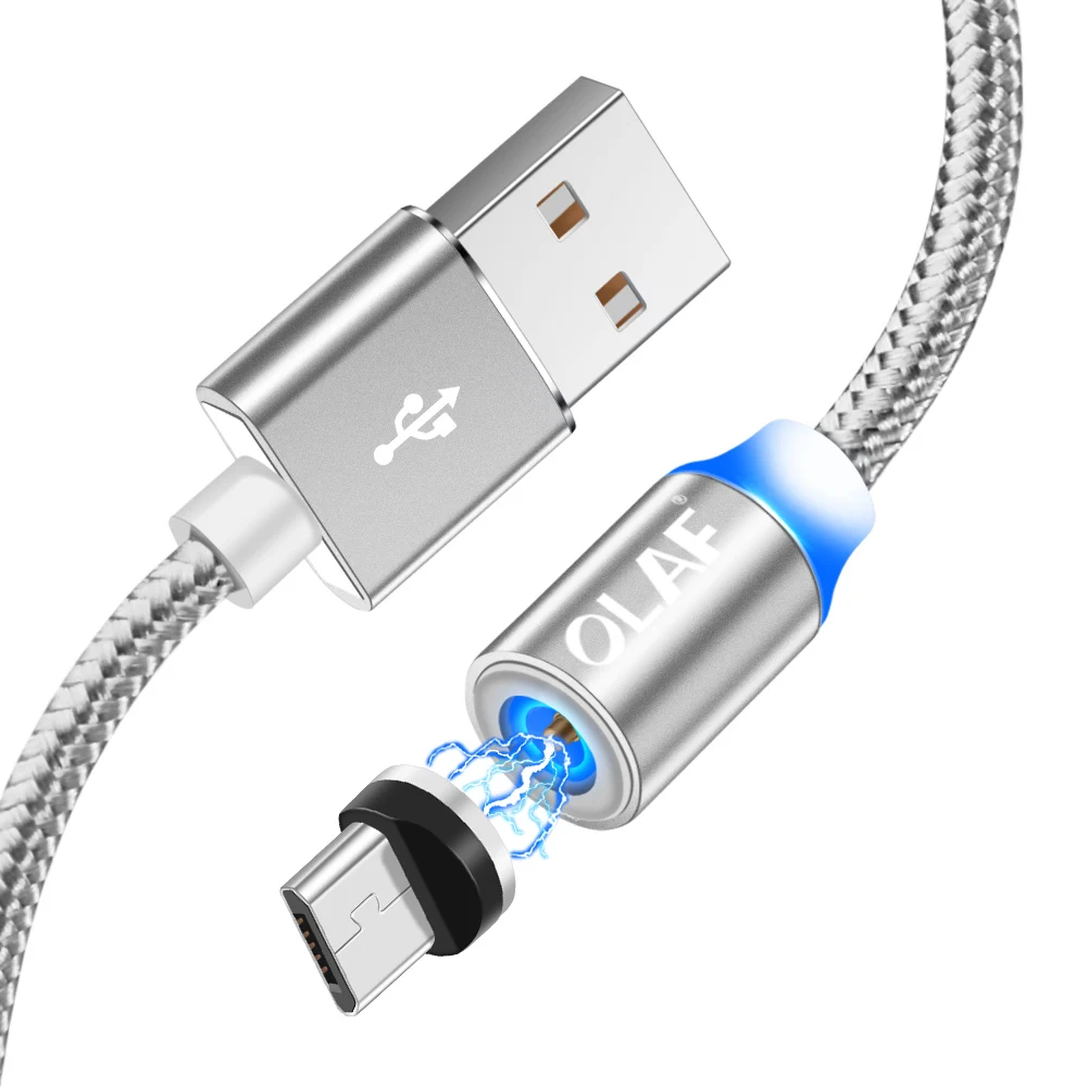 Магнитный кабель OLAF Micro usb type C адаптер быстрой зарядки Micro USB type-C магнитное зарядное устройство usb C для iphone huawei samsung xiaomi - Цвет: Sliver