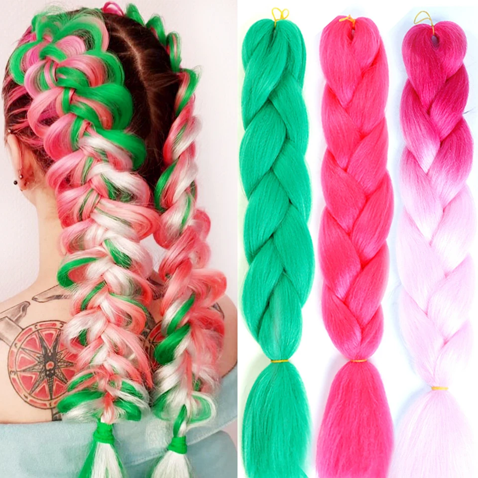 Synthetic Long Jumbo Braids Hair for Crochet Women Ombre Afro Box Braiding Extensions Headwear |