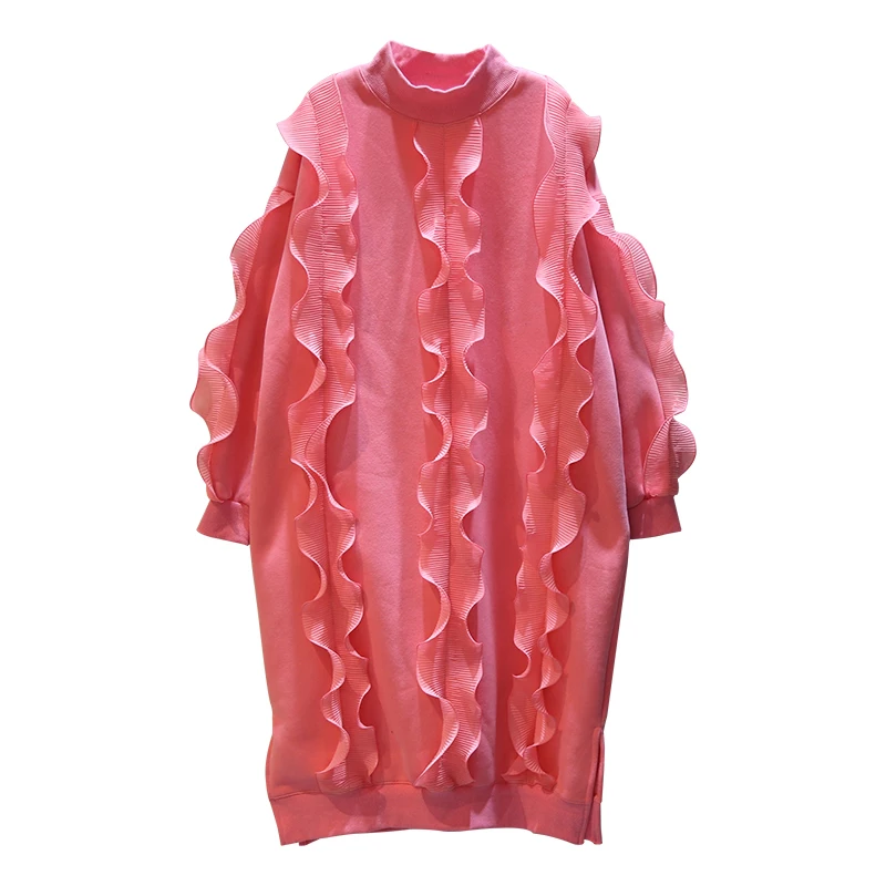 2018 Зимняя Новая Европейская мода толстовка платье Свободный Плюс Размер длинные