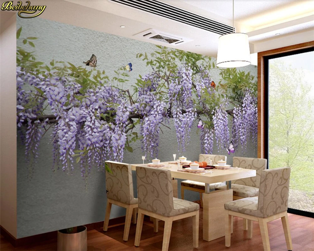 Пользовательские обои для фото 3D Wisteria цветок бабочка ТВ диван фон настенная
