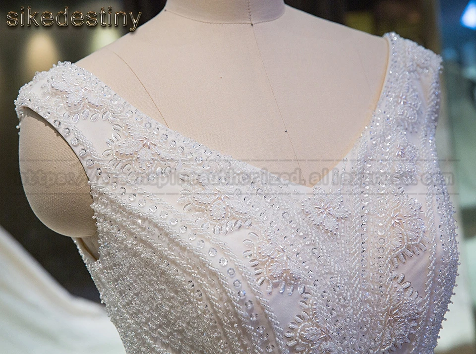 Настоящая фотография с v образным вырезом Свадебное платье без ремешков на