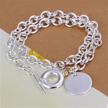 N246 Оптом Блестящие ожерелья для женщин серебряного цвета 925 модные ювелирные