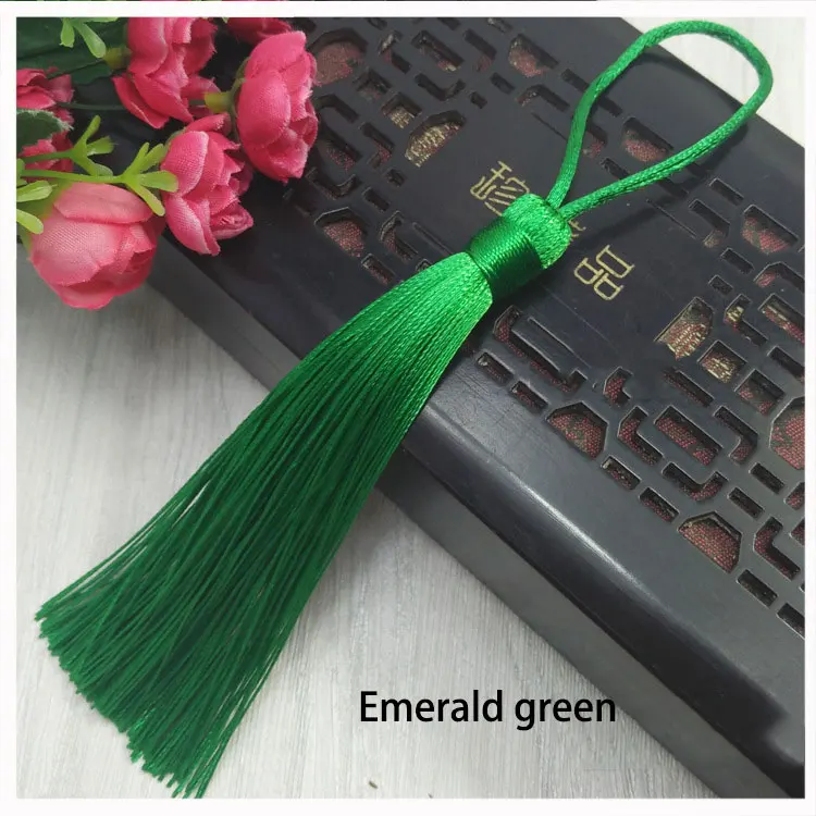 Blackish green 12 шт./лот, 12 см, висячая веревка с кисточками, шелковая бахрома, декоративные кисточки для шитья штор, одежда, аксессуары для украшения дома - Цвет: Blackish green