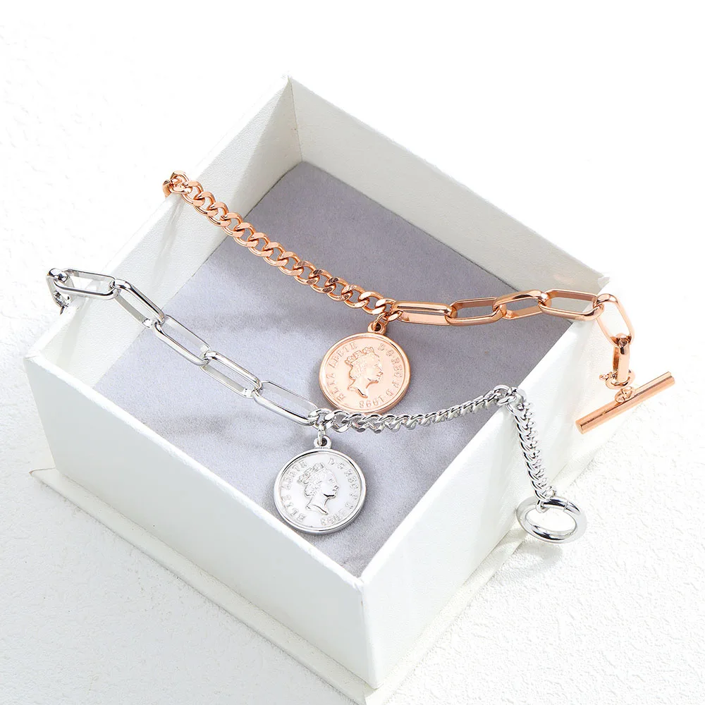 Lokaer ретро Аватар круглые с монеткой браслеты ювелирные изделия титановая сталь