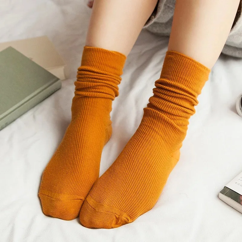 

Newly Winter Autumn Comfortable Women Girl Socks Solid Color Pile Heap Sock Tube Stockings m99