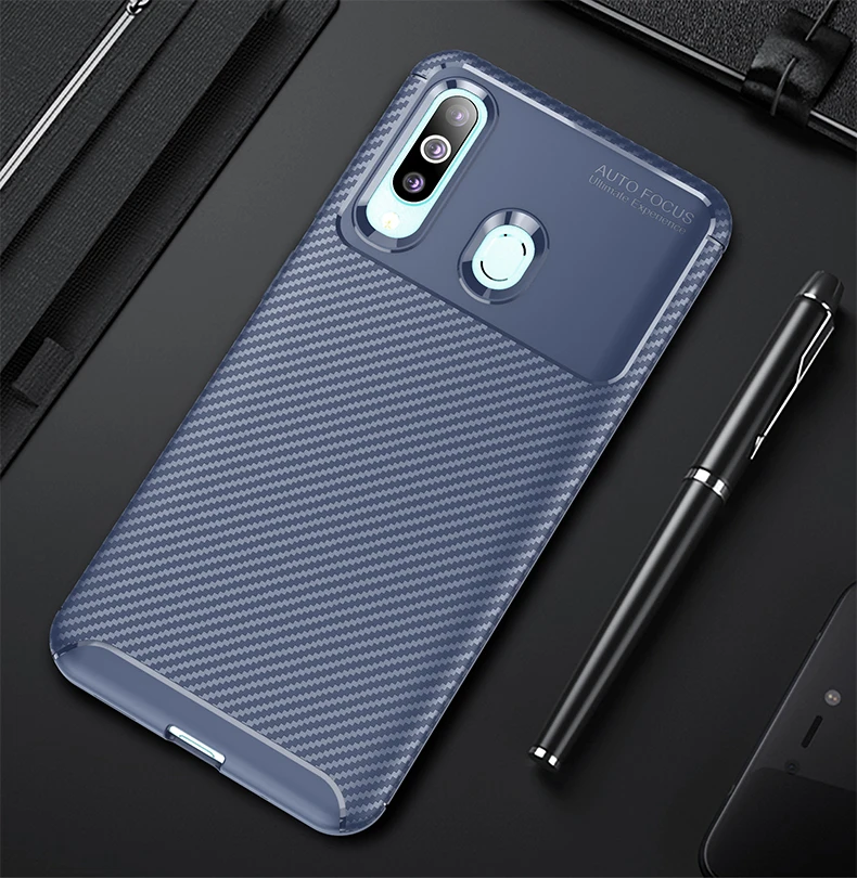 Чехол для Samsung Galaxy A60 роскошный чехол из углеродного волокна с защитой от падения
