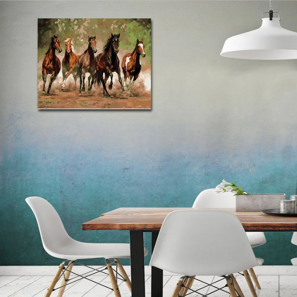 Набор для рисования по номерам на холсте WONZOM Horse Group Run абстрактная животная