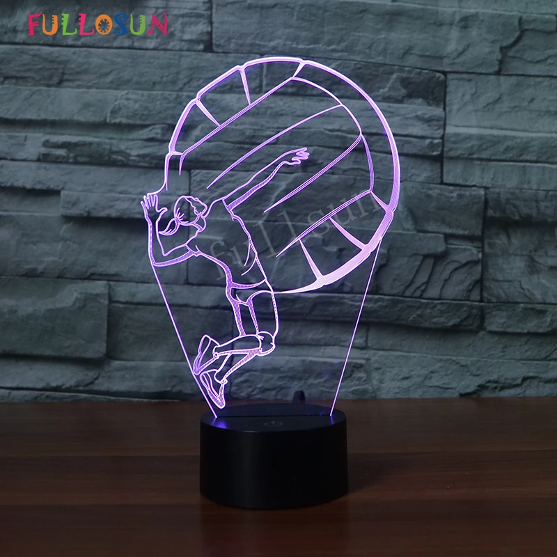 Новинка лампа 3D волейбольная девушка LED ночник 7 видов цветов с изменением цвета