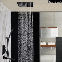 bathroom solid brass concealed embedded box mixer valve various style black wallceiling mounted rainfall shower set with spout