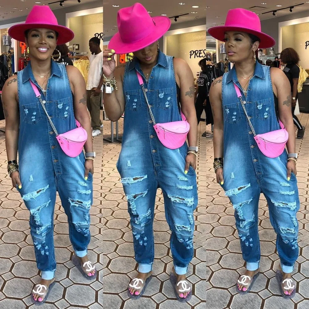 

2019 Summer Solid Color Sleeveless Hole Loose Pants Corset Belt Casual Women Jumpsuits Female Playsuits Rompers