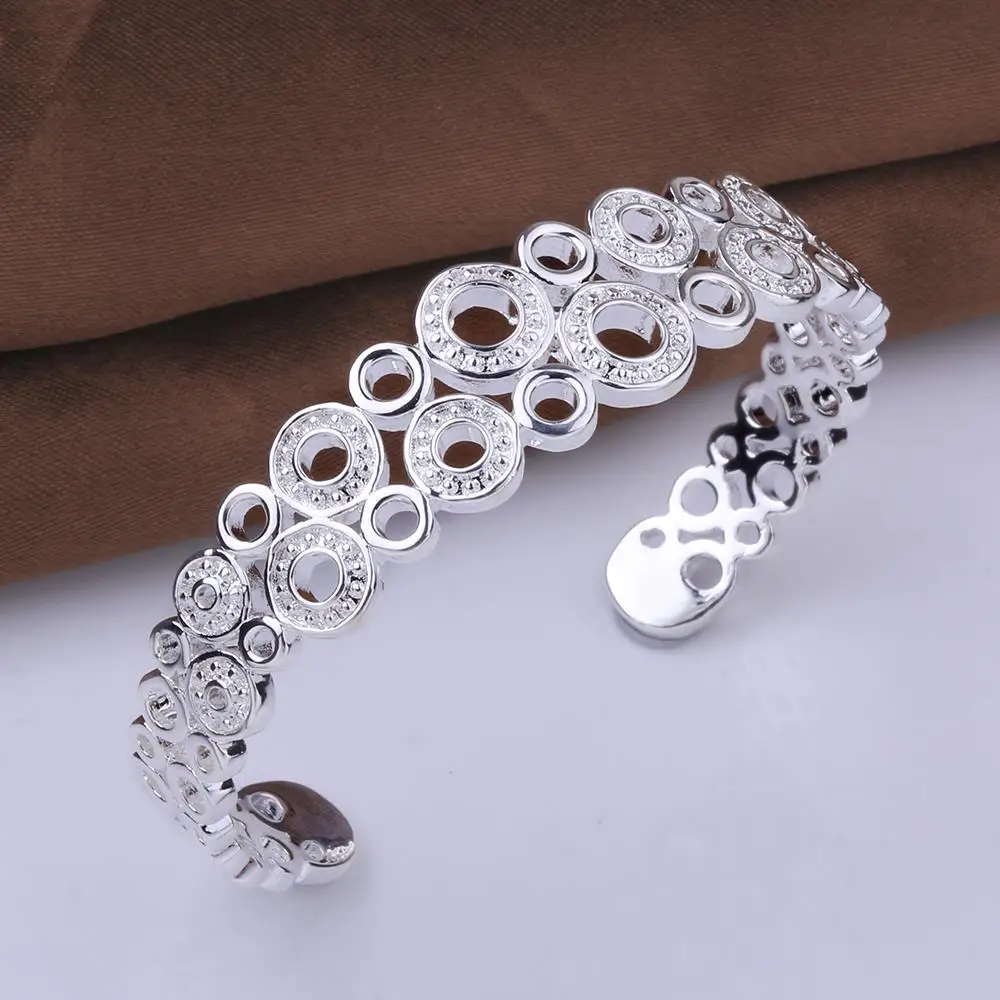 LSB215 Fashion Paved Silver Big Small Links Hollow Bracelets &amp Bangles Women Designer Cuff Jewelry Hot Selling Bijoux Items | Украшения