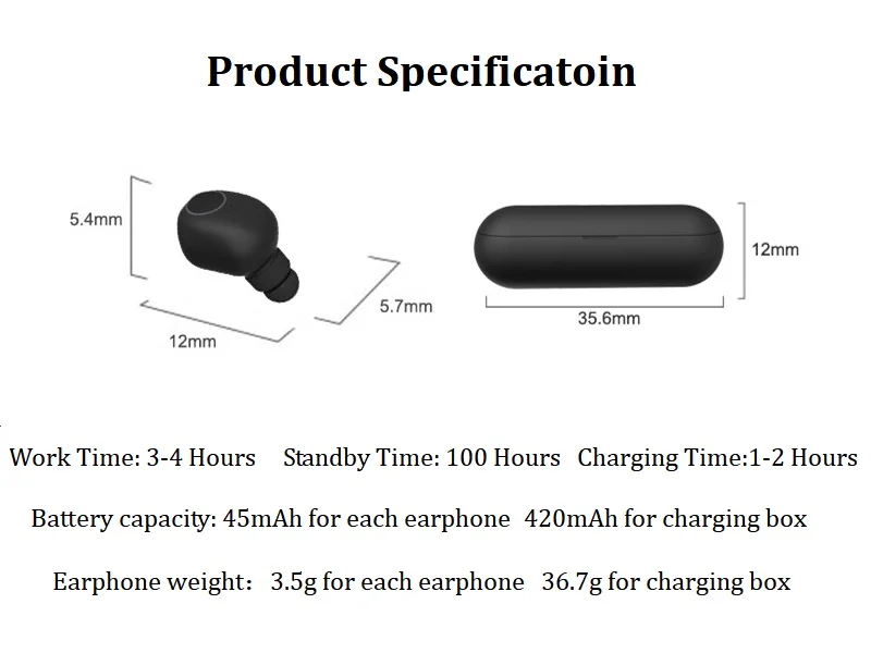 Мини стерео Bluetooth V5.0 наушники с зарядным устройством вкладыши TWS Беспроводной True