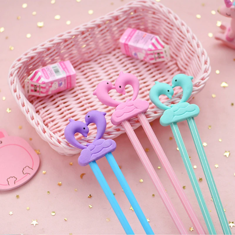 Kawaii Дельфин Любовь ластик для школы офисные резиновые ластики Коллекция украшения ребенок награда подарок карандаш коррекции поставки