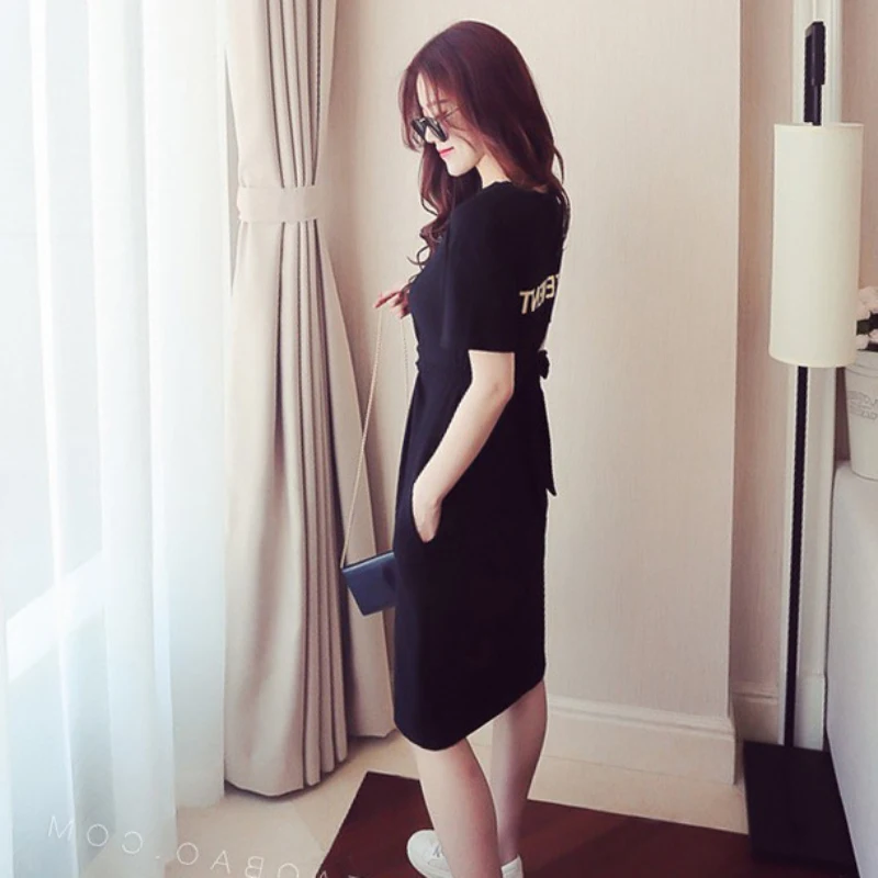

Summer Slim Fit Nursing Dress for Pregnant Women Short Sleeve Split Bowknot Breastfeeding Dresses Maternity Elegant Clothes Chic