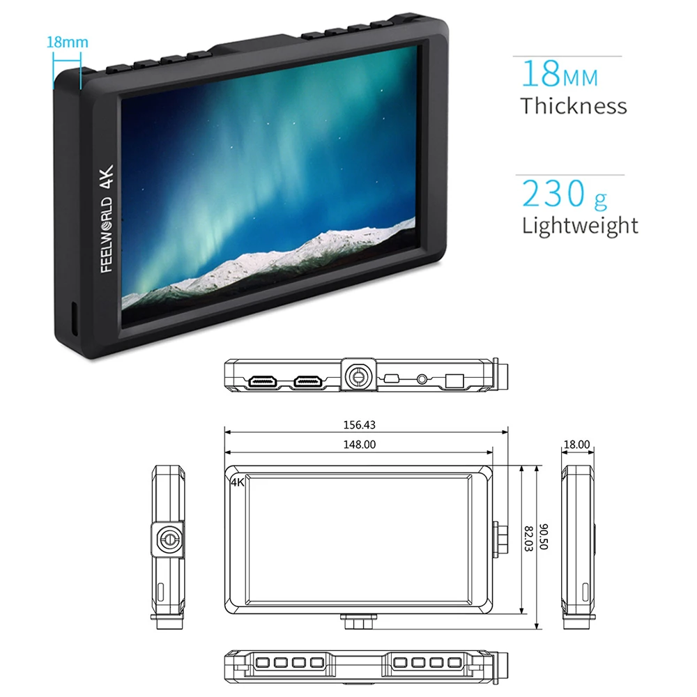 Feelworld F550 на камеру Мини монитор 5 дюймов 4K HDMI вход выход IPS Full HD 1920x1080 для