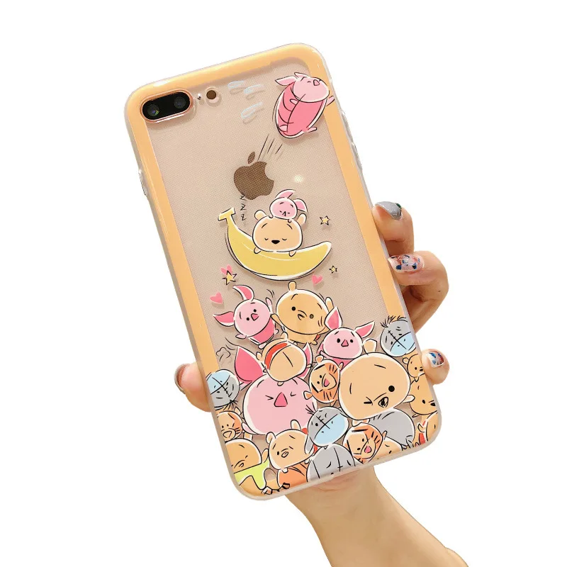 iboann emboss clear hard cartoon minnie Stitch pooh winnie Chip cases for iphone XS max XR 6 6s plus 7 8 X phone case |