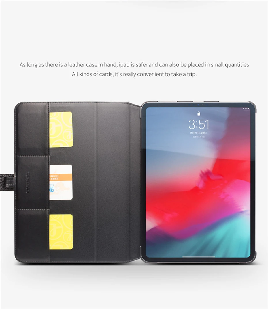 QIALINO, Ультратонкий чехол из натуральной кожи для iPad Pro 12,9, откидной чехол с подставкой и отделениями для карт, Чехол для iPad Pro 11"