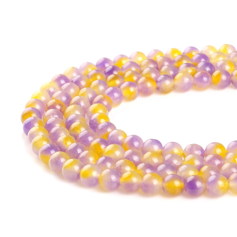Круглые бусины из натурального камня аметрина круглые в форме шара 15 дюймов нить