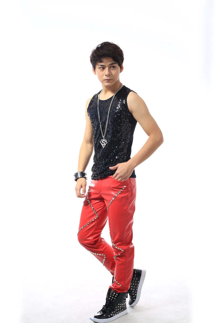 2016 ночной бар мужчины певец DJ сценический костюм в стиле хип-хоп тонкие брюки