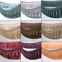 2m curtain sewing tassel fringe lace trim crystal bead lace curtain accessory european style beaded lace trim crafts upholstery