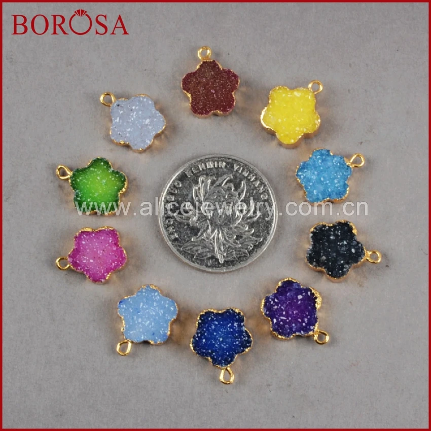 BOROSA Модные 1 шт. Бесплатная доставка Радуга Цветок натуральный кулон Агаты Druzy Geode