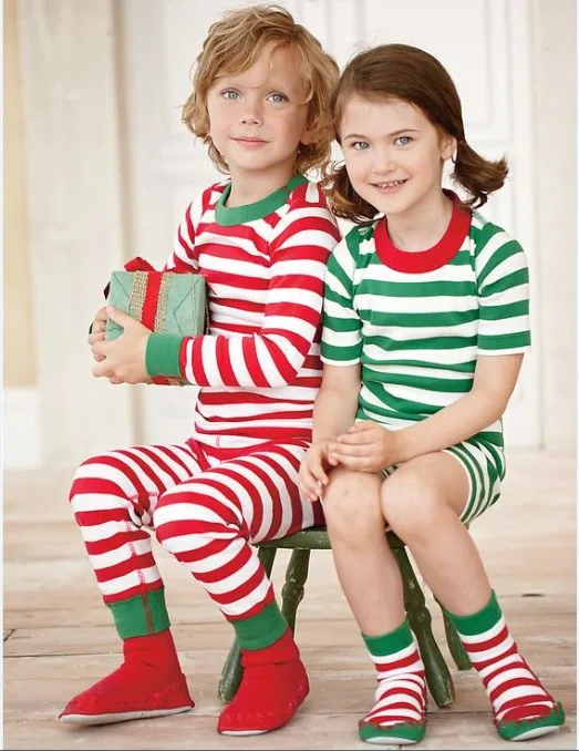 Пижама детская с длинным рукавом в полоску красного цвета|xmas pjs|pajamas kidschristmas pajamas