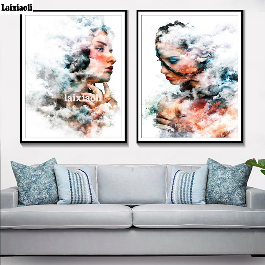 

Алмазная живопись, вышивка крестиком, абстрактная облако, девушка, акварель, 5d, сделай сам, алмазная вышивка, мозаика, картина Стразы