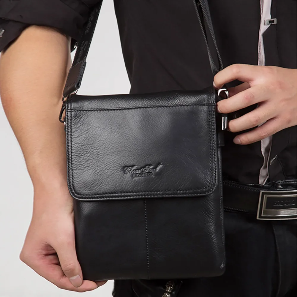 Мужская сумка слинг через плечо из натуральной воловьей кожи|brand shoulder bag|shoulder