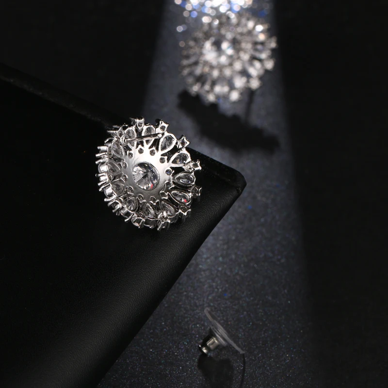 Женские серьги гвоздики с круглым прозрачным Цирконом|brand stud earrings|stud earringswomen brand